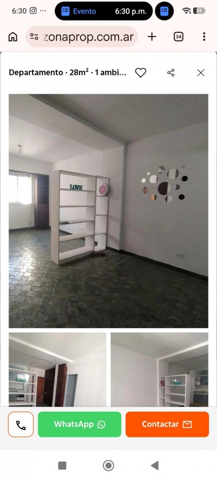 Recoleta. En venta. Monoambiente amplio. Luminoso. Bajas expensas
